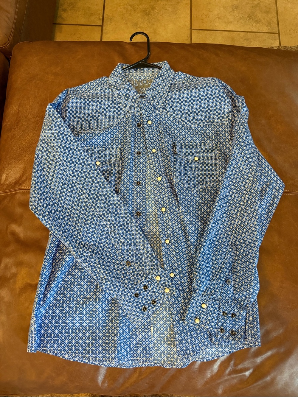 Cinch Men's Blue Geometric Pearl Snap Shirt